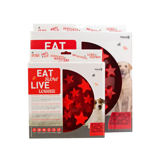 Anti-schrokbak Eat Slow Live Longer Star Rood