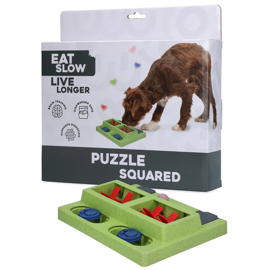 Eat Slow Live Longer Hondenpuzzel Squared