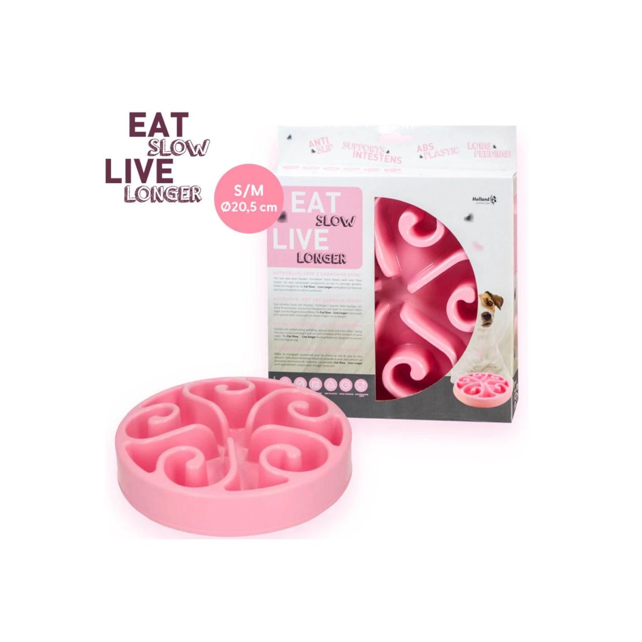 Anti Schrok Voerbak Eat Slow Live Longer Original Roze