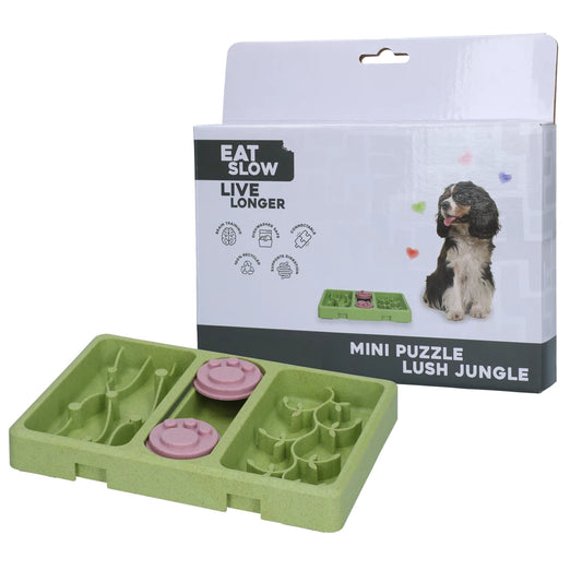 Eat Slow Live Longer Mini Dog Puzzle Lush Jungle