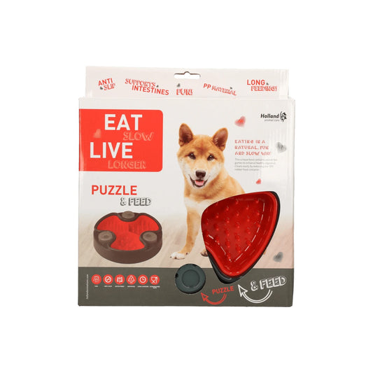 Anti Schrok Voerbak Eat Slow Live Longer Puzzle and Feed Rood