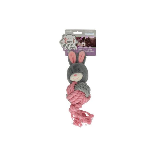 Bunny Puppy Knuffelkonijntje met bal van flostouw