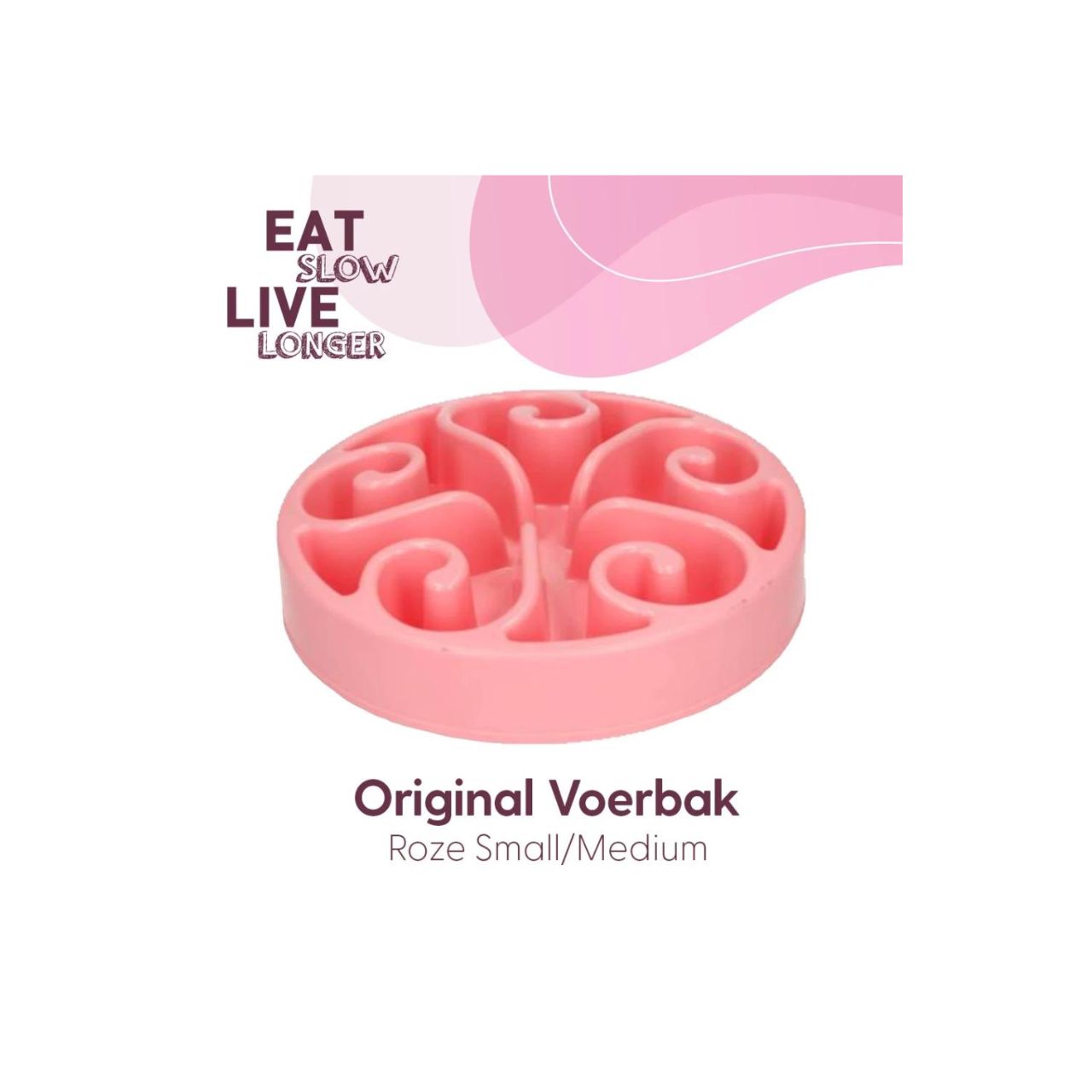 Anti Schrok Voerbak Eat Slow Live Longer Original Roze