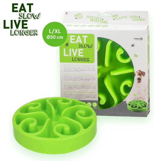 Anti-schrok Voerbak Eat Slow Live Longer Original Groen