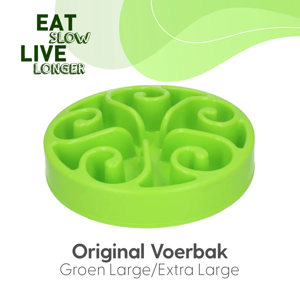 Anti-schrok Voerbak Eat Slow Live Longer Original Groen